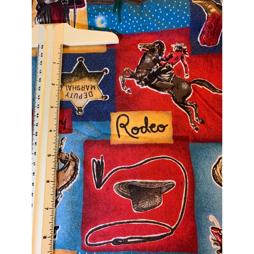 Vtg Rodeo Cowboy Western Fabric 2 Yd + 12" x 45" Fabric Traditions 2001 Blue Red